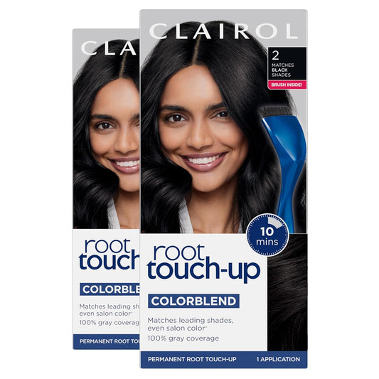 Root Touch-Up Permanent Hair Color Creme, 2 Black, 2 Count